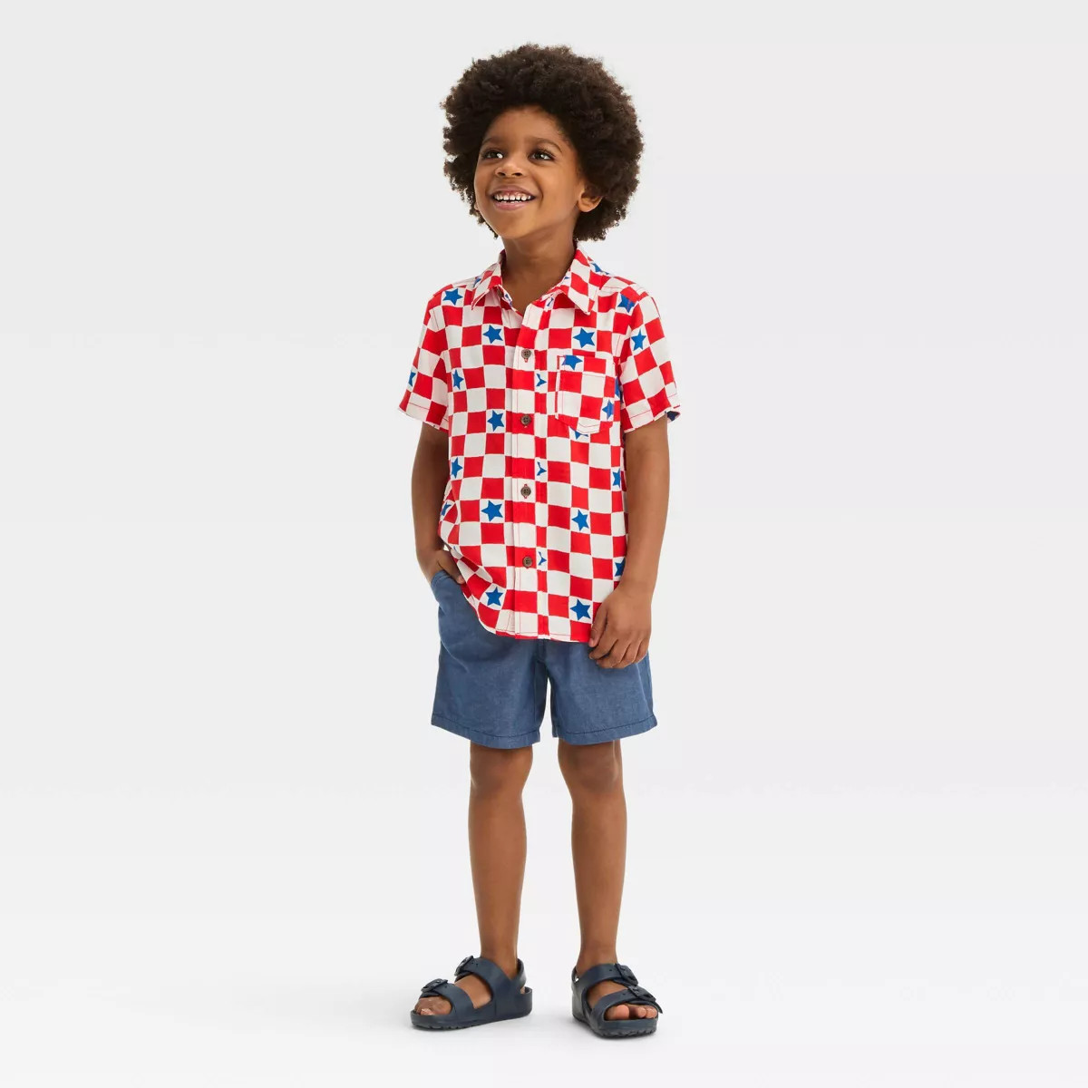 Toddler Boys' Short Sleeve Checkered Challis and Broad Cloth Set - Cat & Jack™ Red | Target