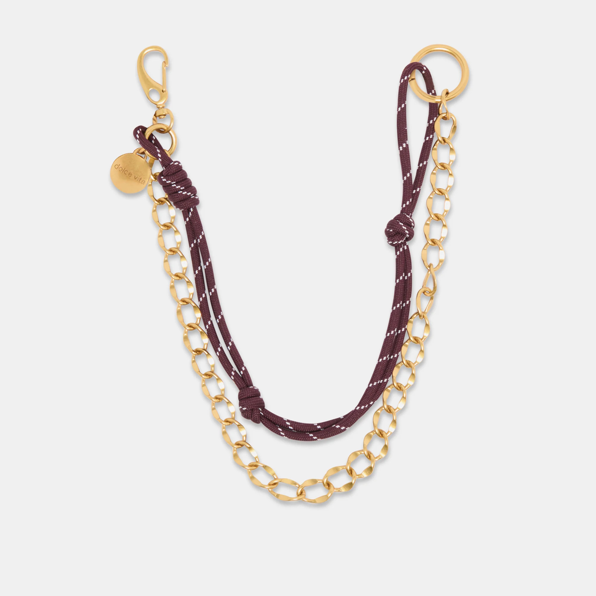Rope + Chain Bag Charm Burgundy Multi | DolceVita.com