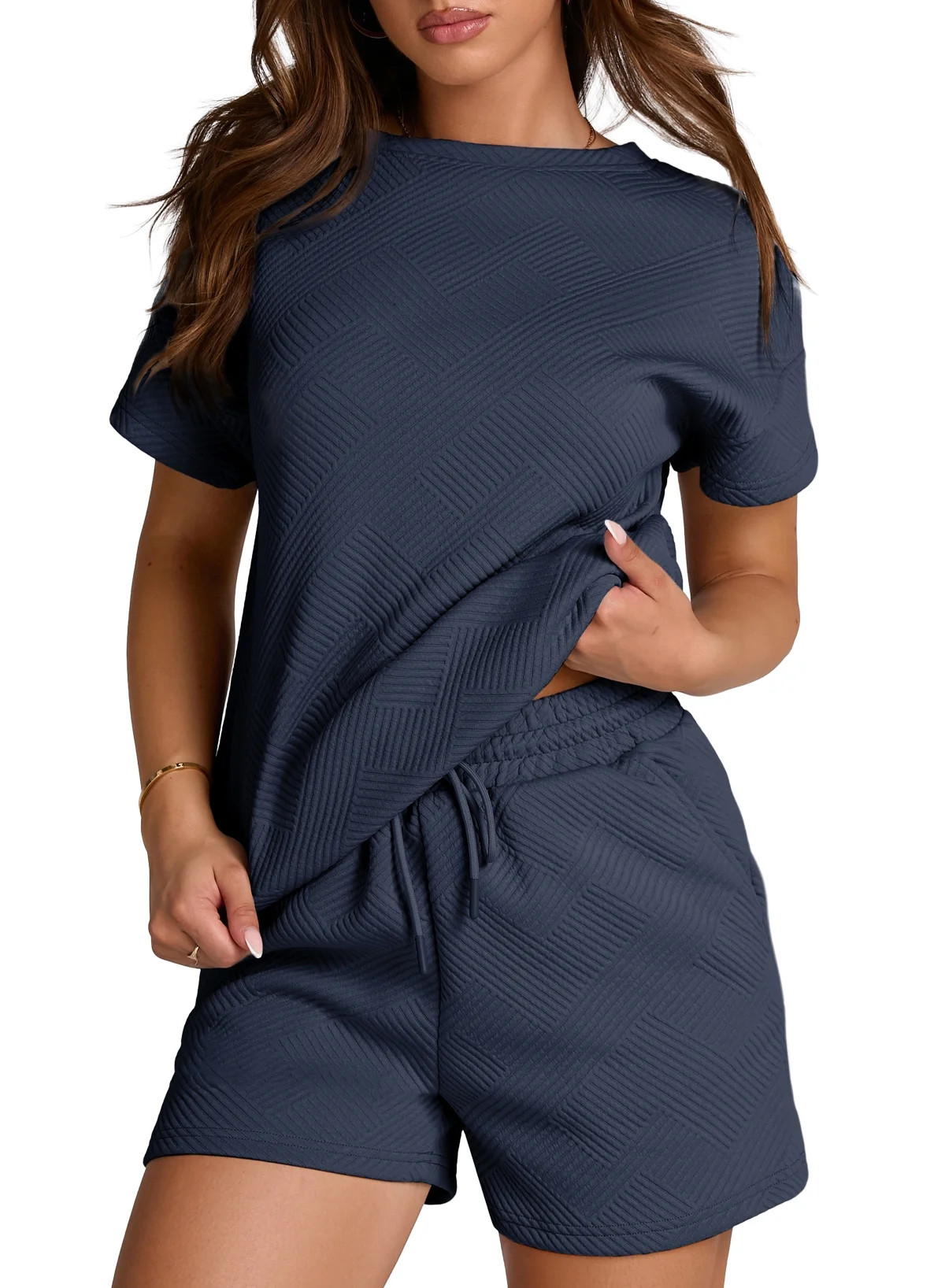 DOKOTOO 2 Piece Outfits for Women Lounge Sets Casual Short Sleeve Tops with Elastic Waist Shorts ... | Walmart (US)