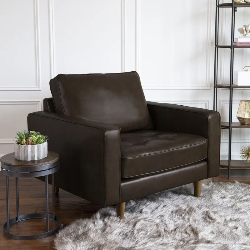 Borgen 40'' Wide Tufted Genuine Leather Top Grain Leather Armchair | Wayfair North America