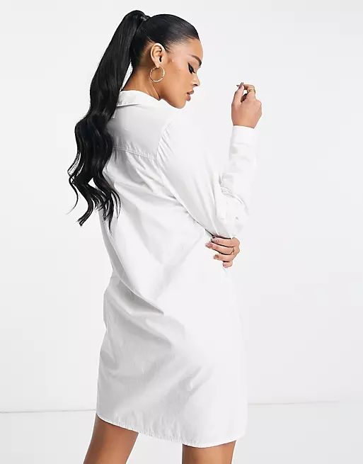 ASOS DESIGN organic cotton mini shirt dress in white | ASOS | ASOS (Global)
