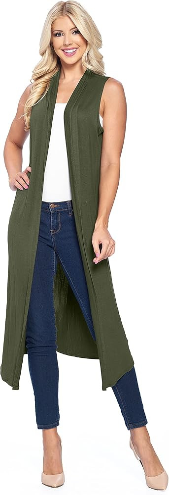 Isaac Liev Women's Sleeveless Cardigan – Casual Long Maxi Open Front Flowy Drape Lightweight Duster  | Amazon (US)
