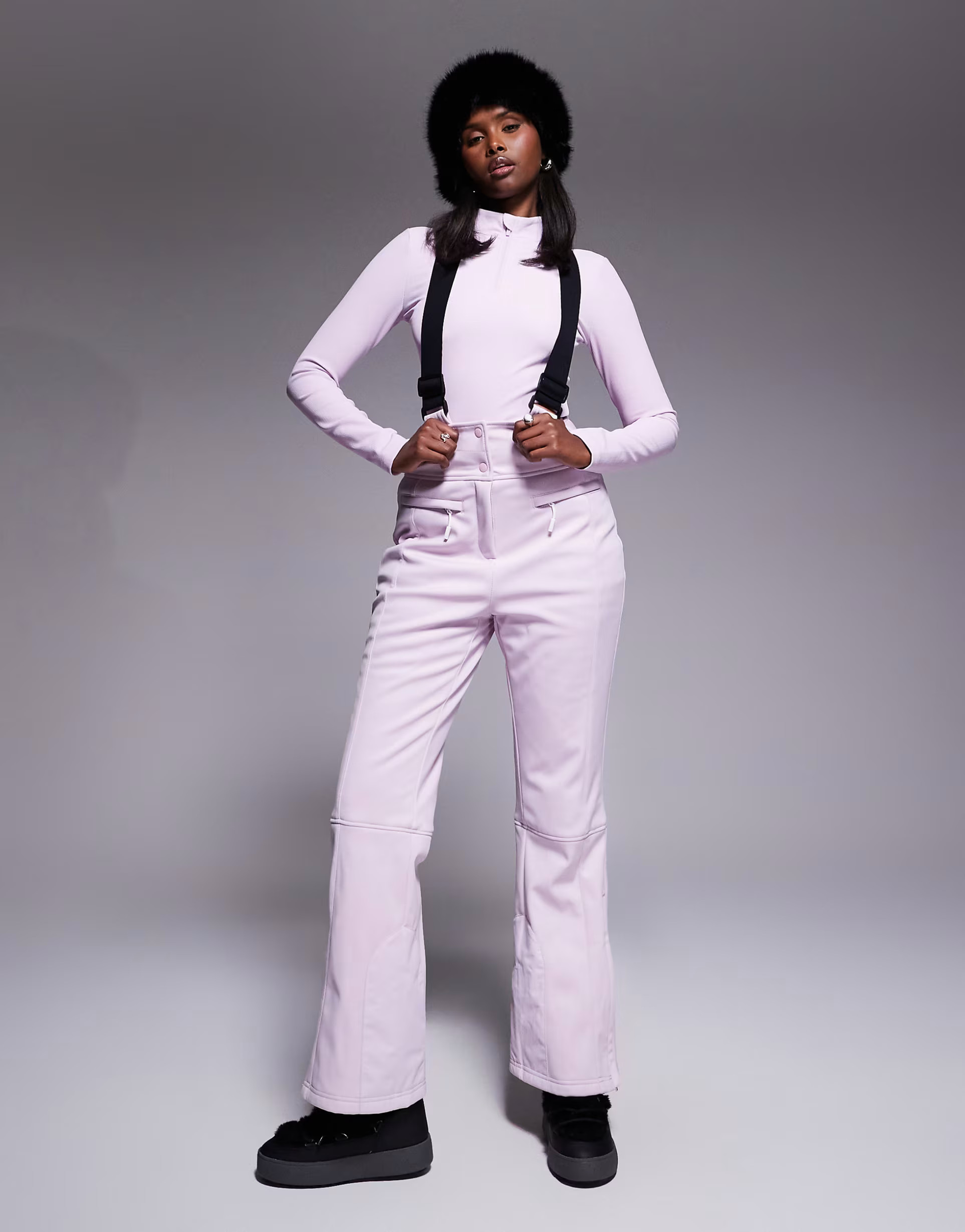 ASOS 4505 Ski soft shell water repellent kick flare ski pants in pink | ASOS (Global)