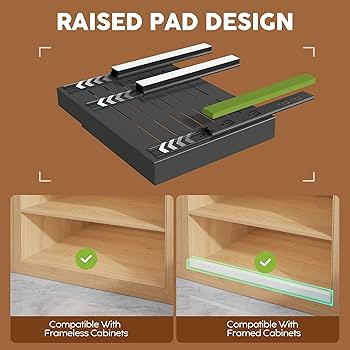 2Pack Expandable Pull Out Cabinet Organizer 21"Deep With Raising Pad for Framed Cabinets, Upgrade... | Amazon (US)