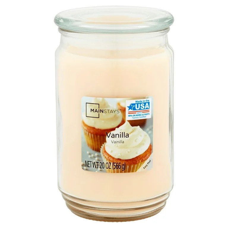 Mainstays Vanilla Scented Single-Wick Large Glass Jar Candle, 20 oz. | Walmart (US)