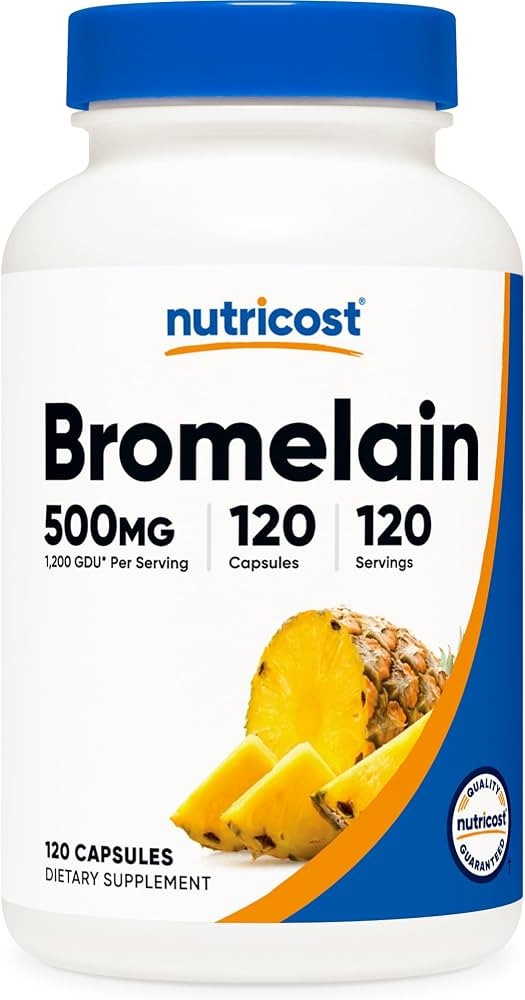 Nutricost Bromelain 500mg, 120 Vegetarian Capsules - Bromelain (1200 GDU), Non-GMO, Gluten Free | Amazon (US)