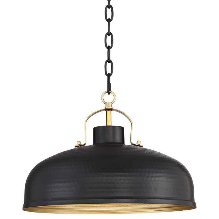 Possini Euro Camden 15 3/4" Wide Black and Warm Brass Ceiling Pendant | Lamps Plus
