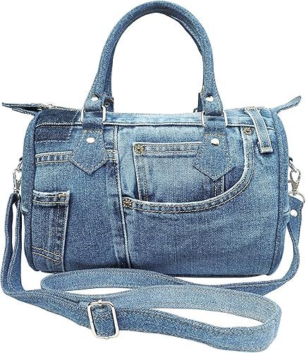 Upcycling Classic Blue Denim Jeans Pants Doctor Style Top-Handle Adjustable Shoulder Crossbody Wo... | Amazon (US)