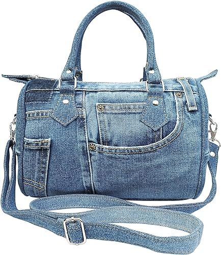 Upcycling Classic Blue Denim Jeans Pants Doctor Style Top-Handle Adjustable Shoulder Crossbody Wo... | Amazon (US)