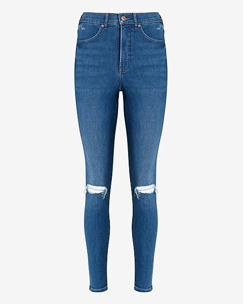High Waisted Ripped Supersoft Skinny Jeans | Express