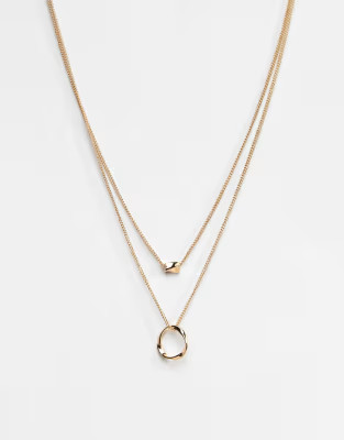 ASOS DESIGN Twisted Nugget Bead And Hoop Multirow Necklace | ASOS (Global)