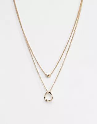 ASOS DESIGN Twisted Nugget Bead And Hoop Multirow Necklace | ASOS (Global)