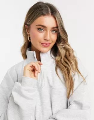 ASOS DESIGN oversized sweatshirt with half zip in gray | ASOS (Global)