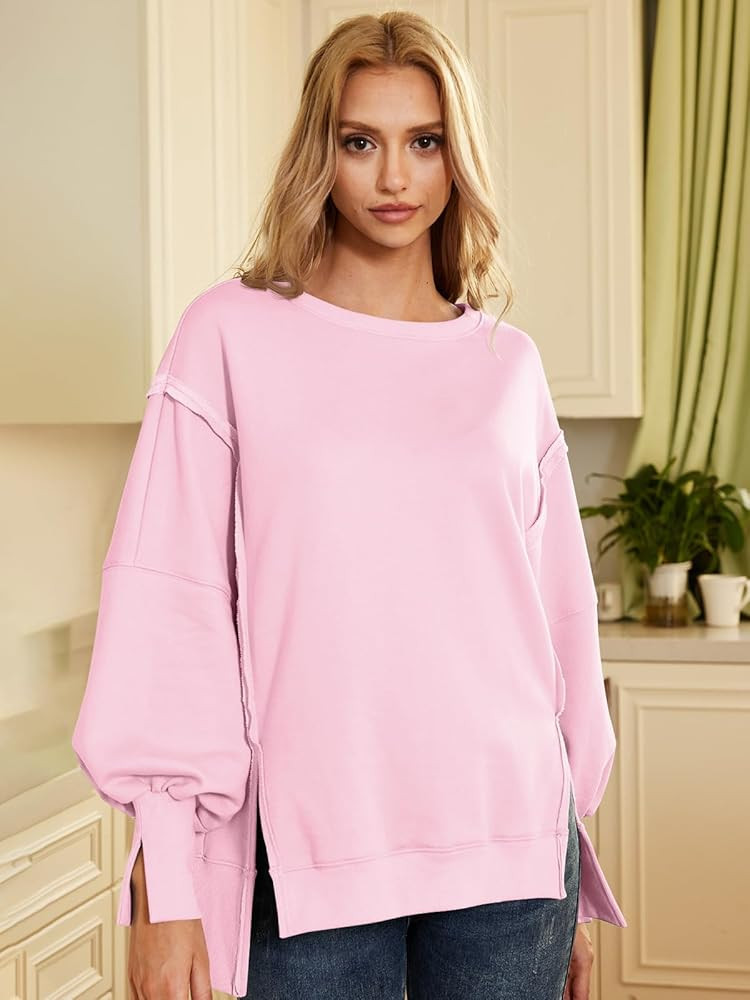 Womens Oversized Crewneck Sweatshirts Pullover Workout Tops Fall Long Sleeve Teen Girls Outfits P... | Amazon (US)