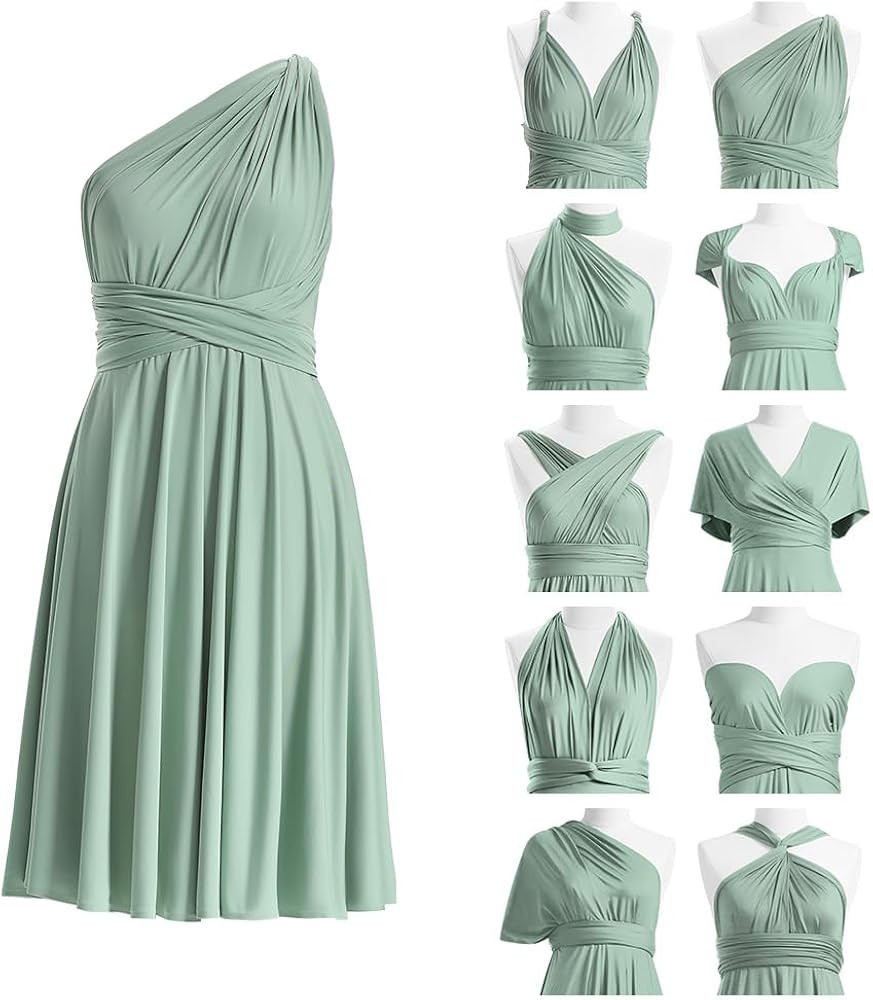 Short Infinity Bridesmaid Dresses Convertible Wrap Midi Multiway Dress | Amazon (US)