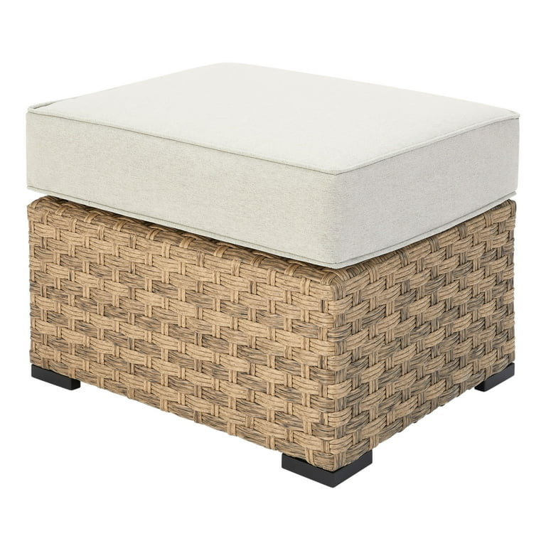 Better Homes & Gardens River Oaks All-Weather Wicker Outdoor Ottomans – 2 Pack, Natural | Walmart (US)