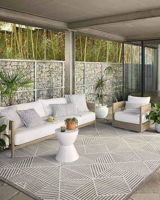 Loloi II Rainier Collection RAI-03 Natural/Ivory, Indoor/Outdoor 5'-3" x 7'-7" Area Rug, Beige/Iv... | Amazon (US)