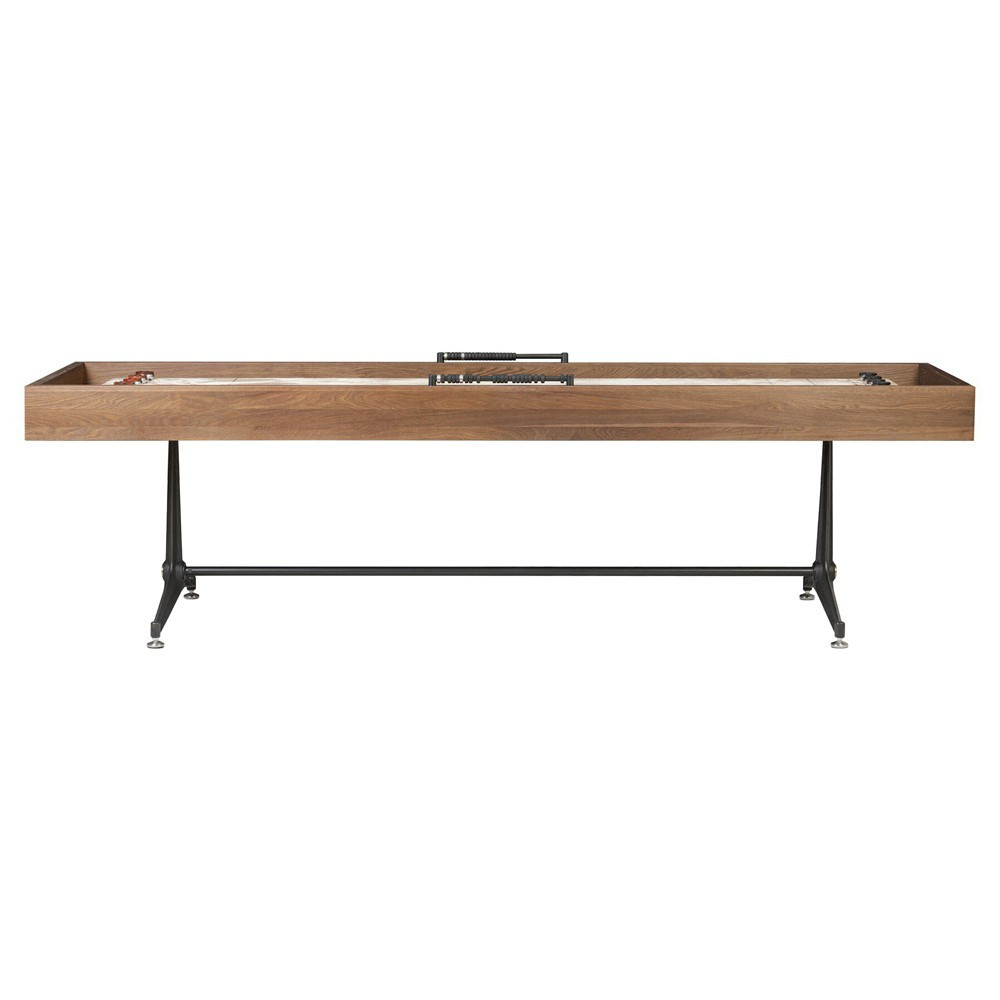 District Modern Classic Brown Oak Shuffleboard Game Table - 109 | Kathy Kuo Home
