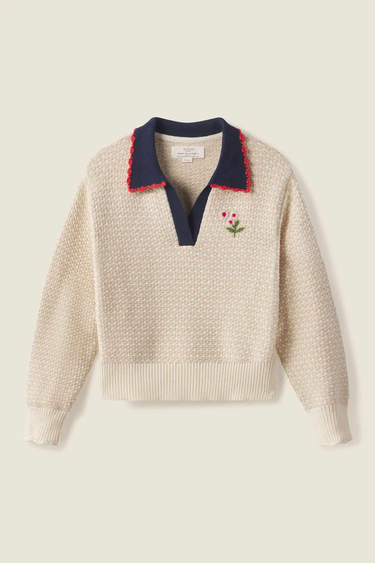 Parker Polo Sweater Antique White | TROVATA