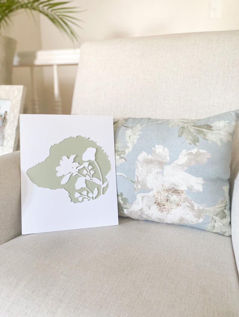 8x10 Custom Floral Pet Silhouette - Etsy | Etsy (US)