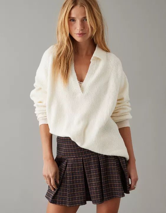 AE Oversized Collared Sweater | American Eagle Outfitters (US & CA)