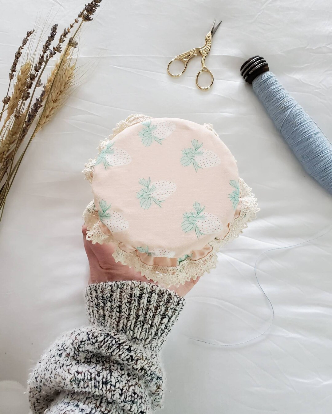 Organic Cotton Jar Cover For Sourdough Starter / Lace / Jar Bonnet / Weck Jar Cover / Wide Mouth ... | Etsy (US)