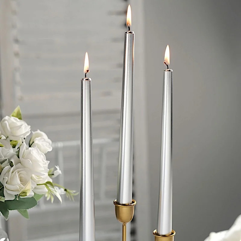 BalsaCircle 12 Silver 10" Premium Taper Candles Centerpiece Home Decorations - Walmart.com | Walmart (US)