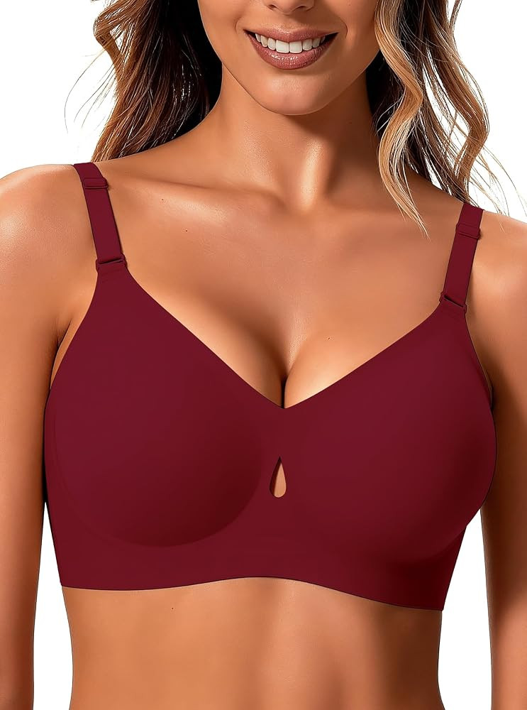 Jelly Wireless Bras for Women Sexy Comfortable Bra Bralettes V Neck No Underwire Bras Push Up Eve... | Amazon (US)