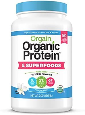 Orgain Organic Plant Based Protein + Superfoods Powder, Vanilla Bean - Vegan, Non Dairy, Lactose ... | Amazon (US)
