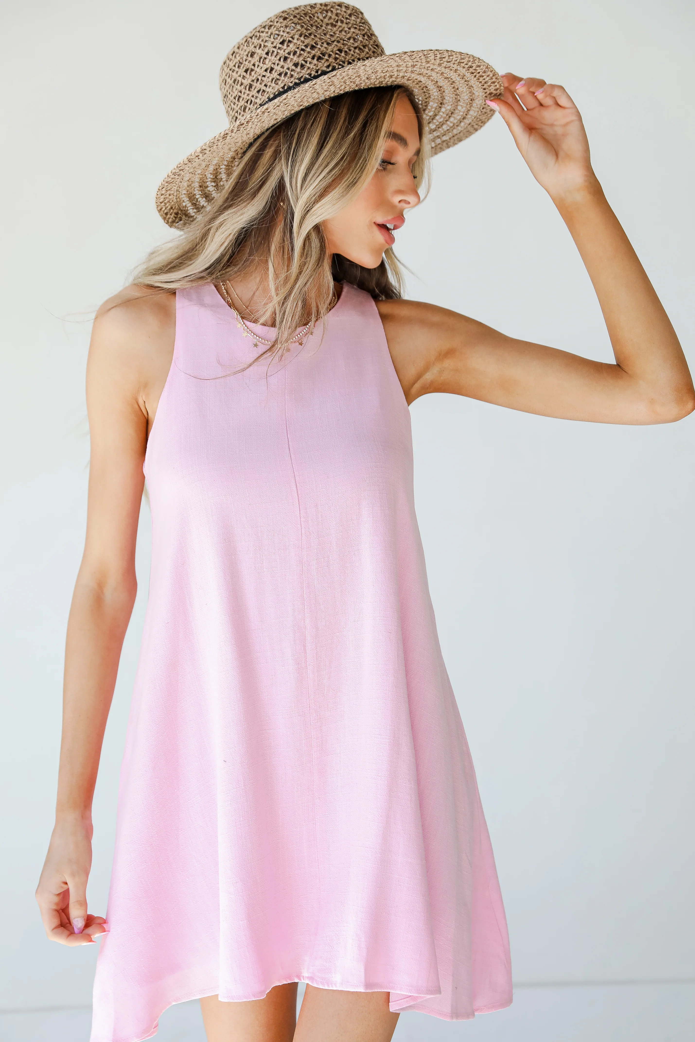 All Eyes On Me Linen Shift Dress | Dress Up