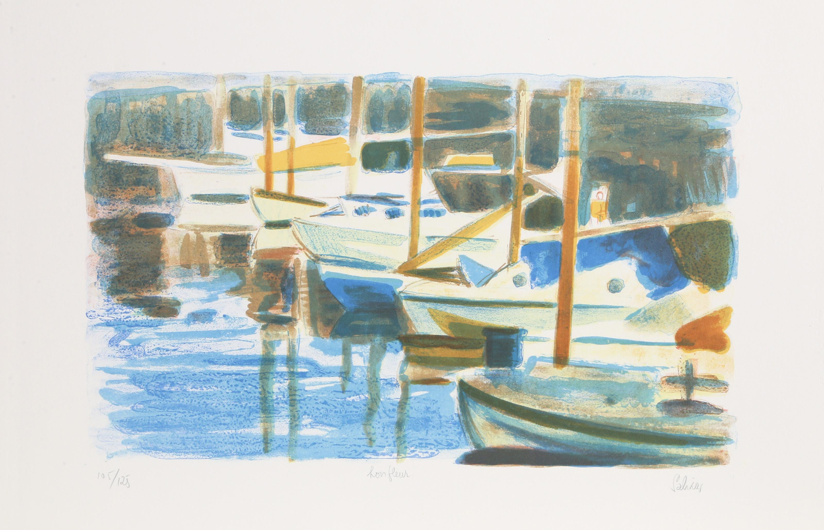 Harbor Study 1, Lithograph by Laurent Marcel Salinascirca 1950 | 1stDibs