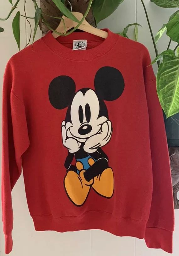 Vintage Mickey Mouse Disney Big Mickey Red Sweatshirt S/M | Etsy | Etsy (US)