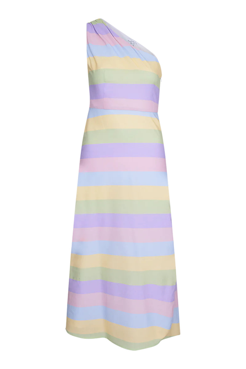 Frances Soft Stripe One Shoulder Dress SAMPLE | Olivia Rubin