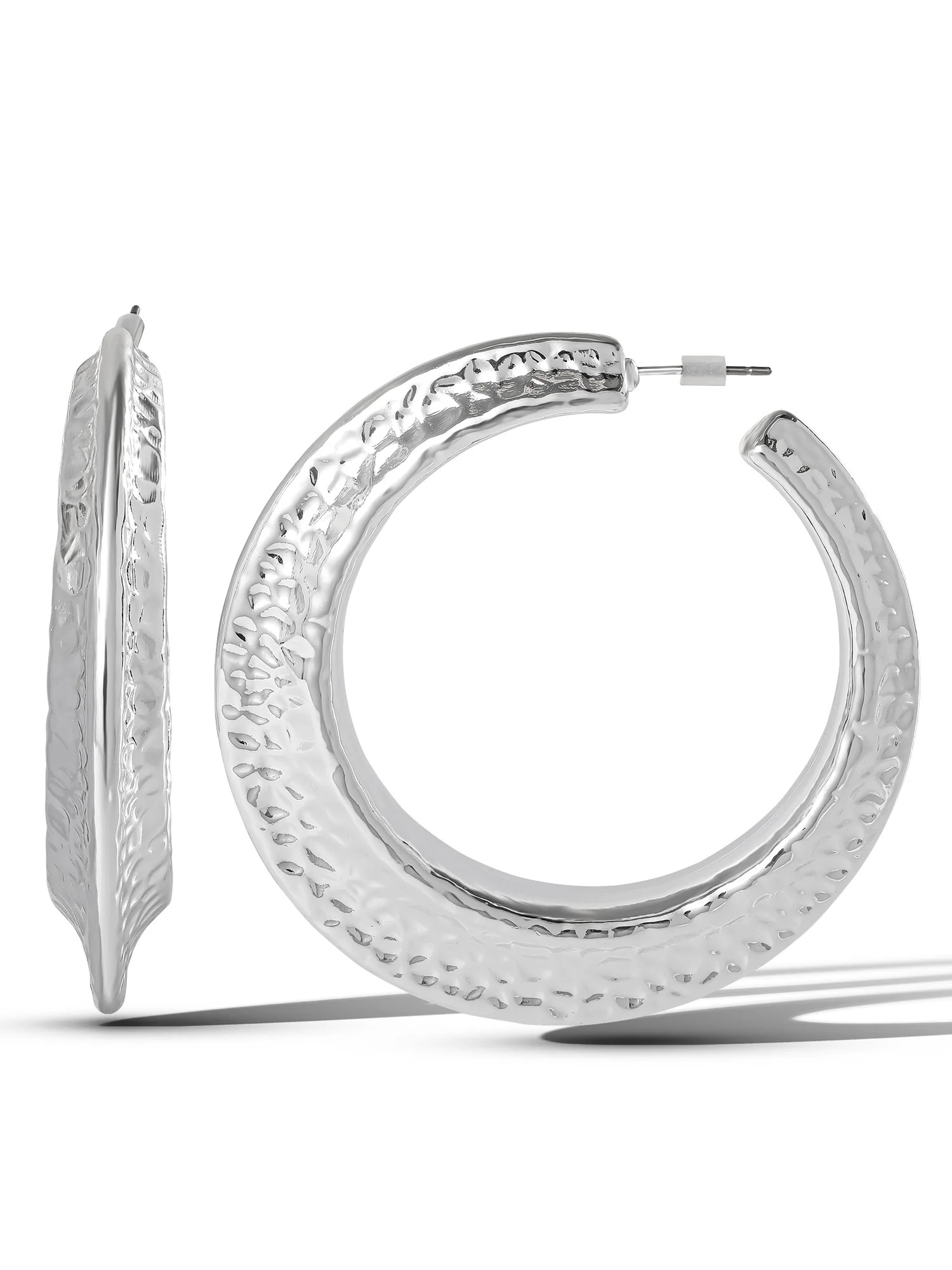 Jessica Simpson Women's Hammered Hoop Earrings | Walmart (US)