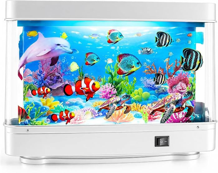 Frutiger Aero Decor Moving Fish Lamp, 14 LEDs 7200K, Fake Fish Aquarium Dolphin Sea Turtle, Whisp... | Amazon (US)