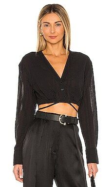 L'Academie the Jaida Crop Blouse in Black from Revolve.com | Revolve Clothing (Global)