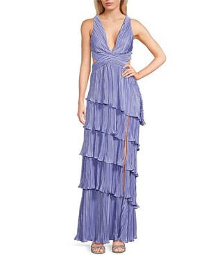 Lulus Mulholland Cutout Plisse Ruffle Maxi Dress | Dillard's | Dillard's