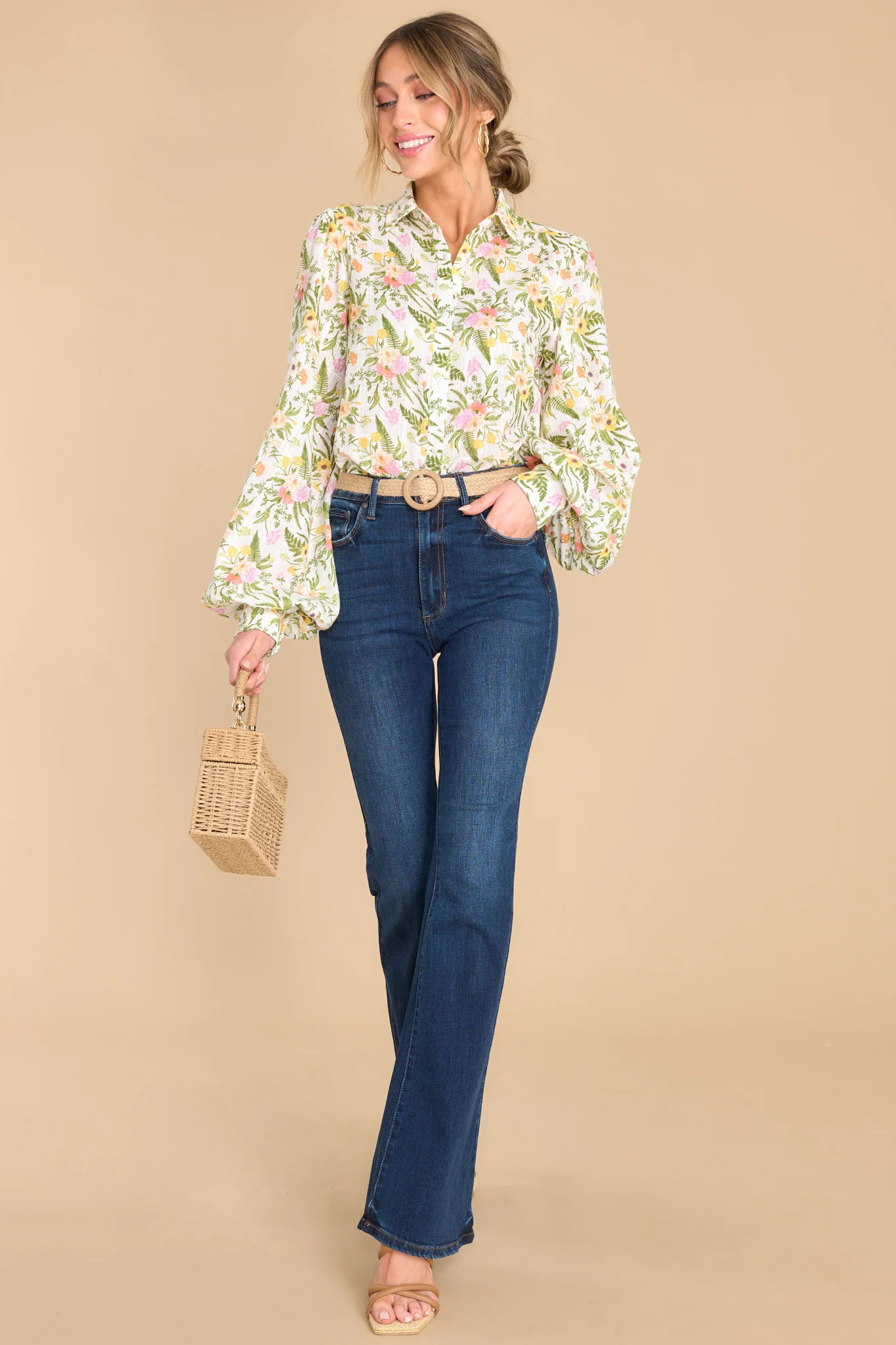 It Was Easy Ivory Floral Top | Red Dress 