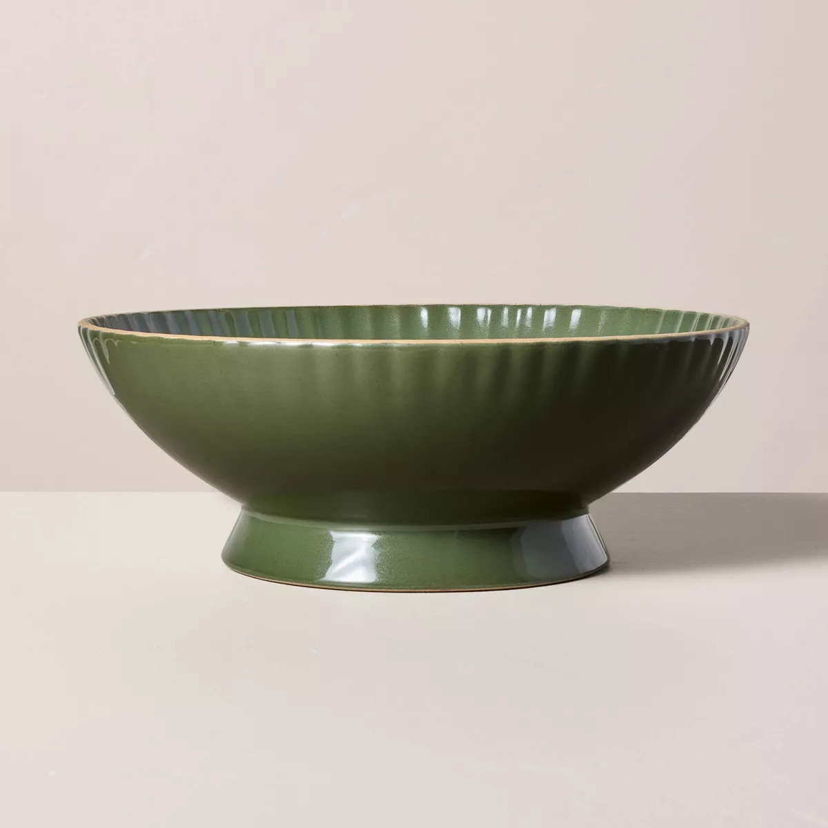108oz Scallop Stoneware Footed Serving Bowl Green - Hearth & Hand™ with Magnolia | Target
