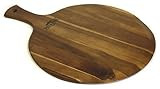 Mountain Woods Brown Large Acacia Wood Pizza Peel/Cutting Board/Serving Tray | Paddle Serving Boards | Amazon (US)