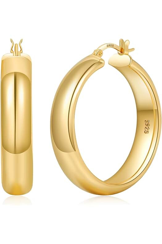 Hevocy Chunky Gold Hoops | Amazon (US)