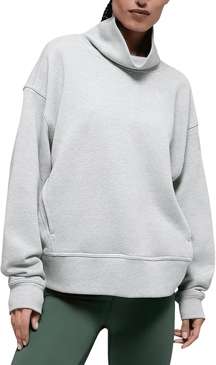 GQBiaoji Women's Oversized Mock Neck Sweatshirt Turtleneck Pullover Athletic Long Sleeve Sweatshi... | Amazon (US)
