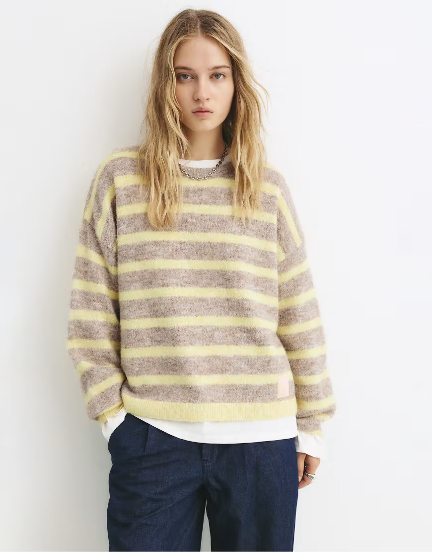 Pull&Bear Striped sweater in yellow | ASOS (Global)
