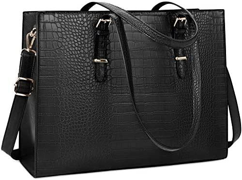 Laptop Bag for Women 15.6 inch Laptop Tote Bag Leather Classy Computer Briefcase for Work Waterproof | Amazon (US)