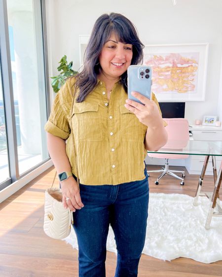 Madewell cropped utility shirt size medium on sale 25% off in LTK app! Copy the promo code below and paste it at checkout to receive discount. Wit and Wisdom bootcut jeans size 12 petite. Gucci bucket bag.

#liketkit @shop.ltk https://liketk.it/4je1Z

Madewell outfit, Madewell shirt, Madewell blouse, Wit and Wisdom, itty bitty bootcut jeans, bootcut jeans, blue jeans, fall tops, fall blouses, fall shirts, fall outfits, fall outfit idea, business casual, work wear, workwear, business casual outfit idea

#LTKSale #LTKmidsize #LTKover40
