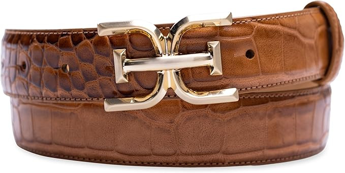 Sam Edelman Women's Fashion Double-E Plaque Logo Buckle Slim Textured Belt for Jeans, Dresses and... | Amazon (US)