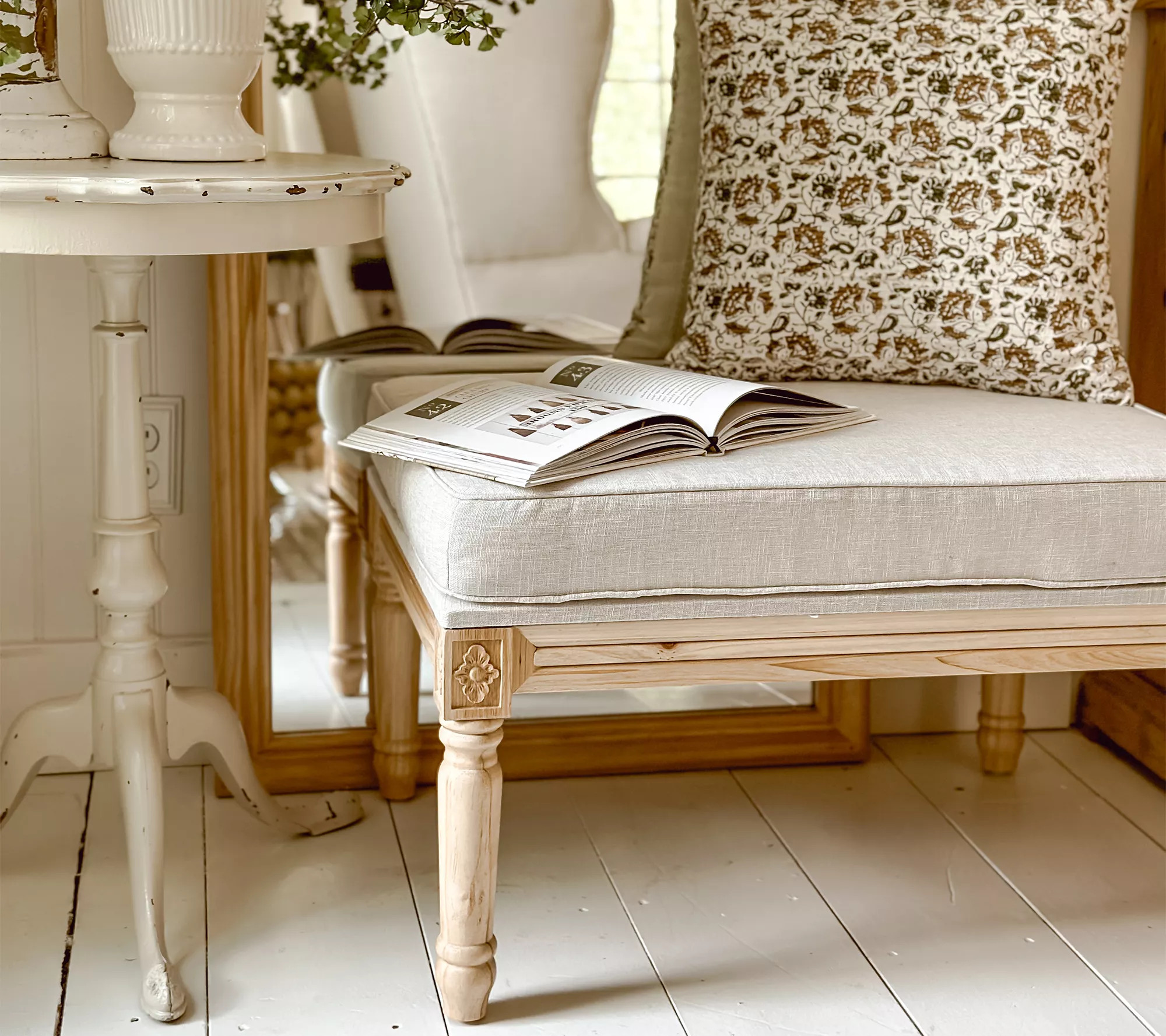 Cozy Cottage by Liz Marie Removable Cushion Ottoman | QVC