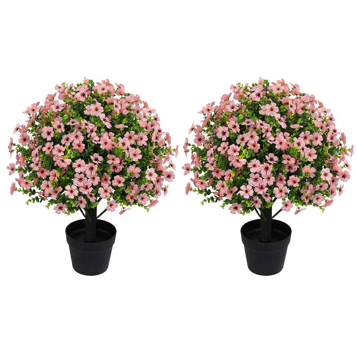 24" Artificial Boxwood Topiary Ball Tree With Flowers For Indoor & Outdoor Spring Décor,Fake Pot... | Wayfair North America