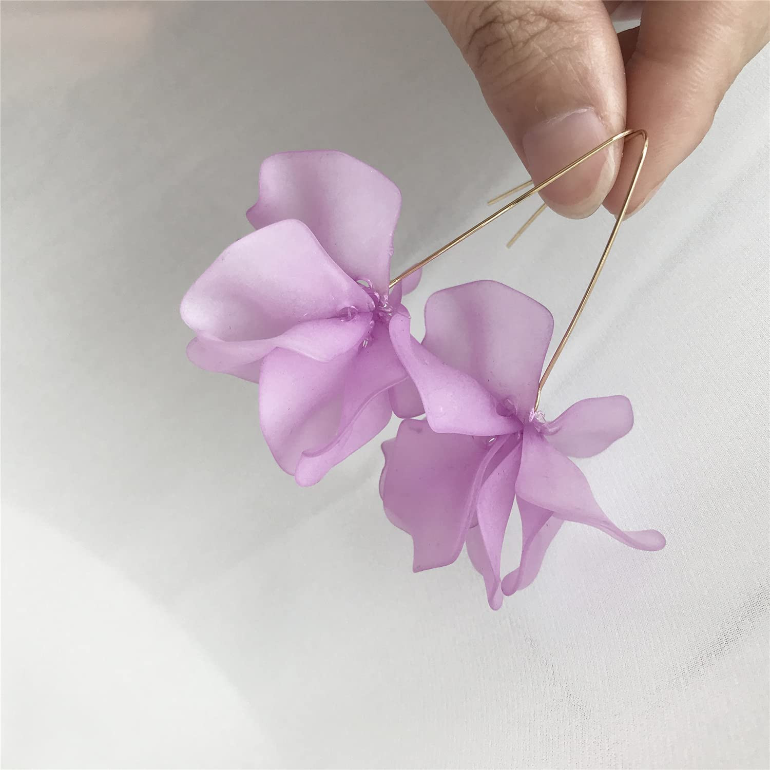 D.Rosse Boho Rose Petal Dangle Resin Earrings - Long Drop Acrylic Tiered Flower Earrings - Statem... | Amazon (US)