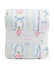 Rose And Bows Stripe Reverses To Plush Blanket | Marshalls